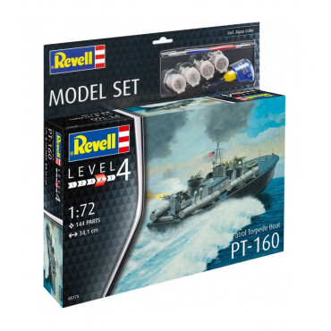 KIT PARA MONTAR REVELL MODEL SET BARCO PATROL TORPEDO BOAT PT-160 1/72 144 PEÇAS COMPLETO COM TINTAS COLA E PINCEL REV 65175